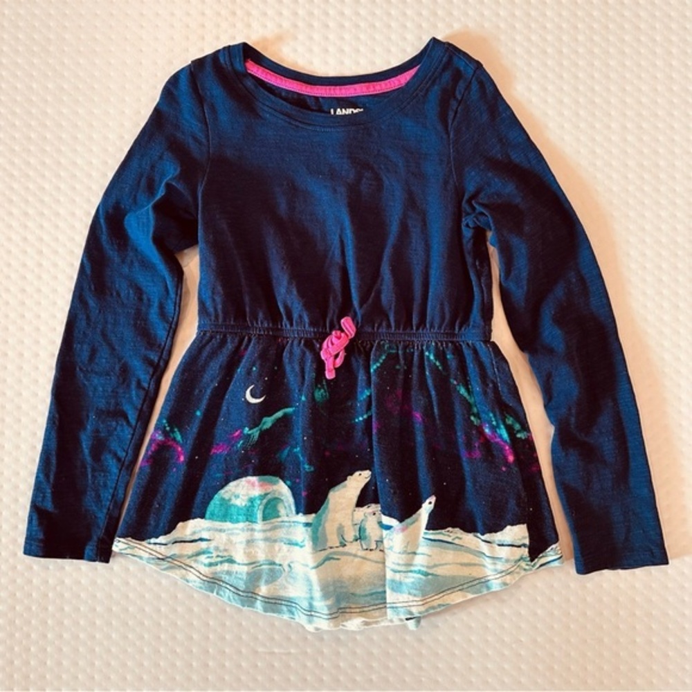 Lands End tunic / dress long sleeve child S 6/7 fits like‎ a 5/6